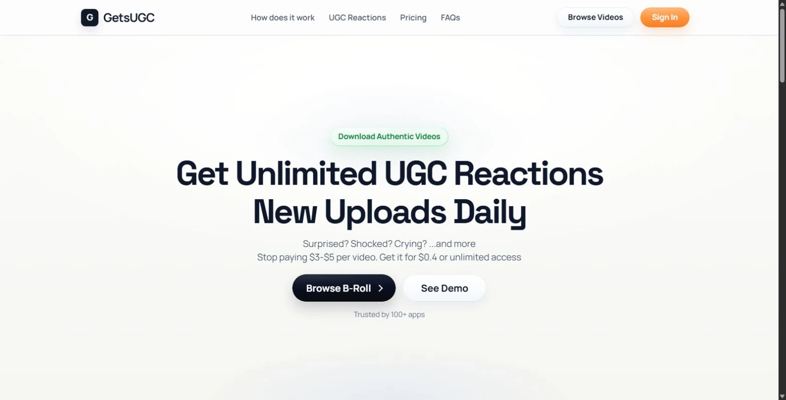 GetsUGC video library homepage